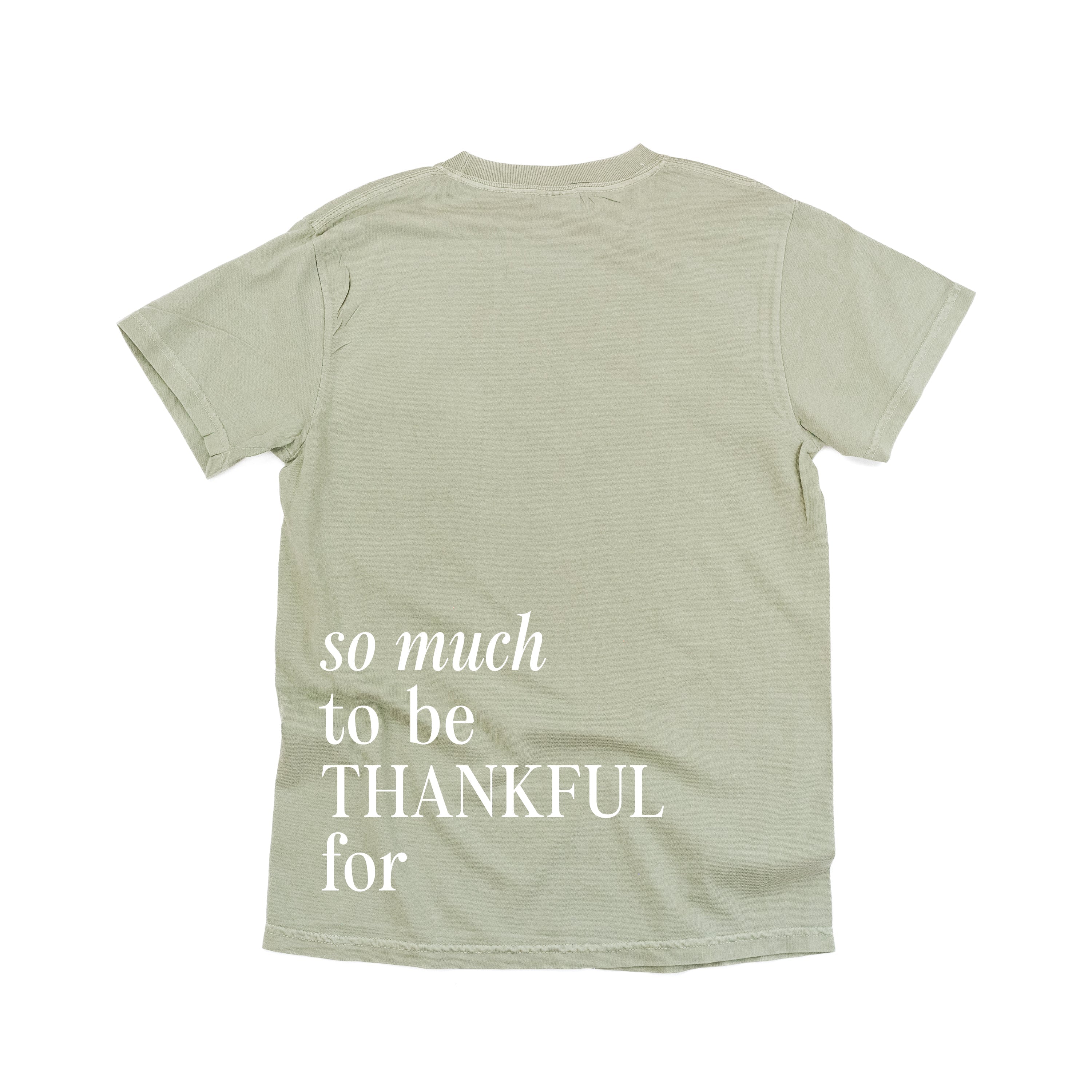 Embroidered/Printed Comfort Colors Tee - Tone on Tone - Thankful/So Much To be Thankful For (center&b)