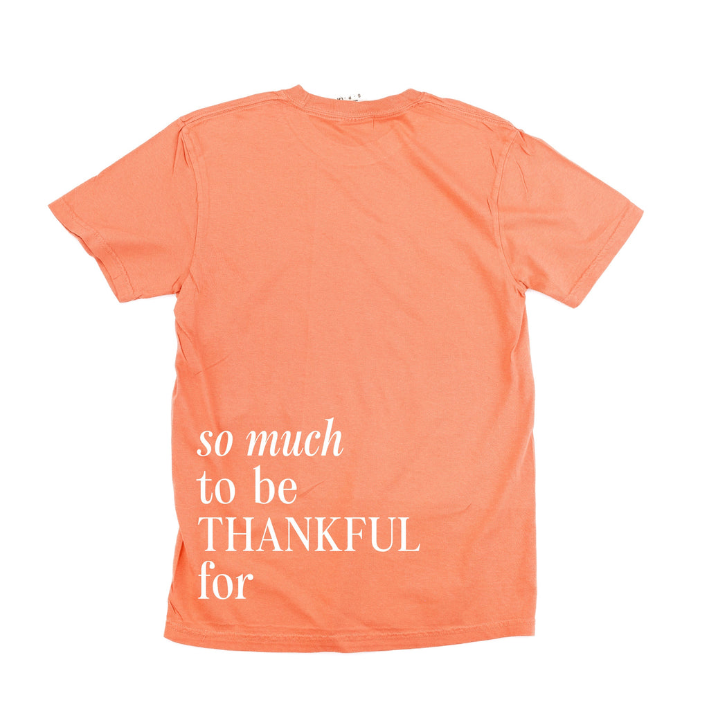 Embroidered/Printed Comfort Colors Tee - Tone on Tone - Thankful/So Much To be Thankful For (center&b)