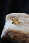 Waterproof Gold Emerald CZ Ring – 18K Gold Plated Tarnish-Resistant Stacking Band