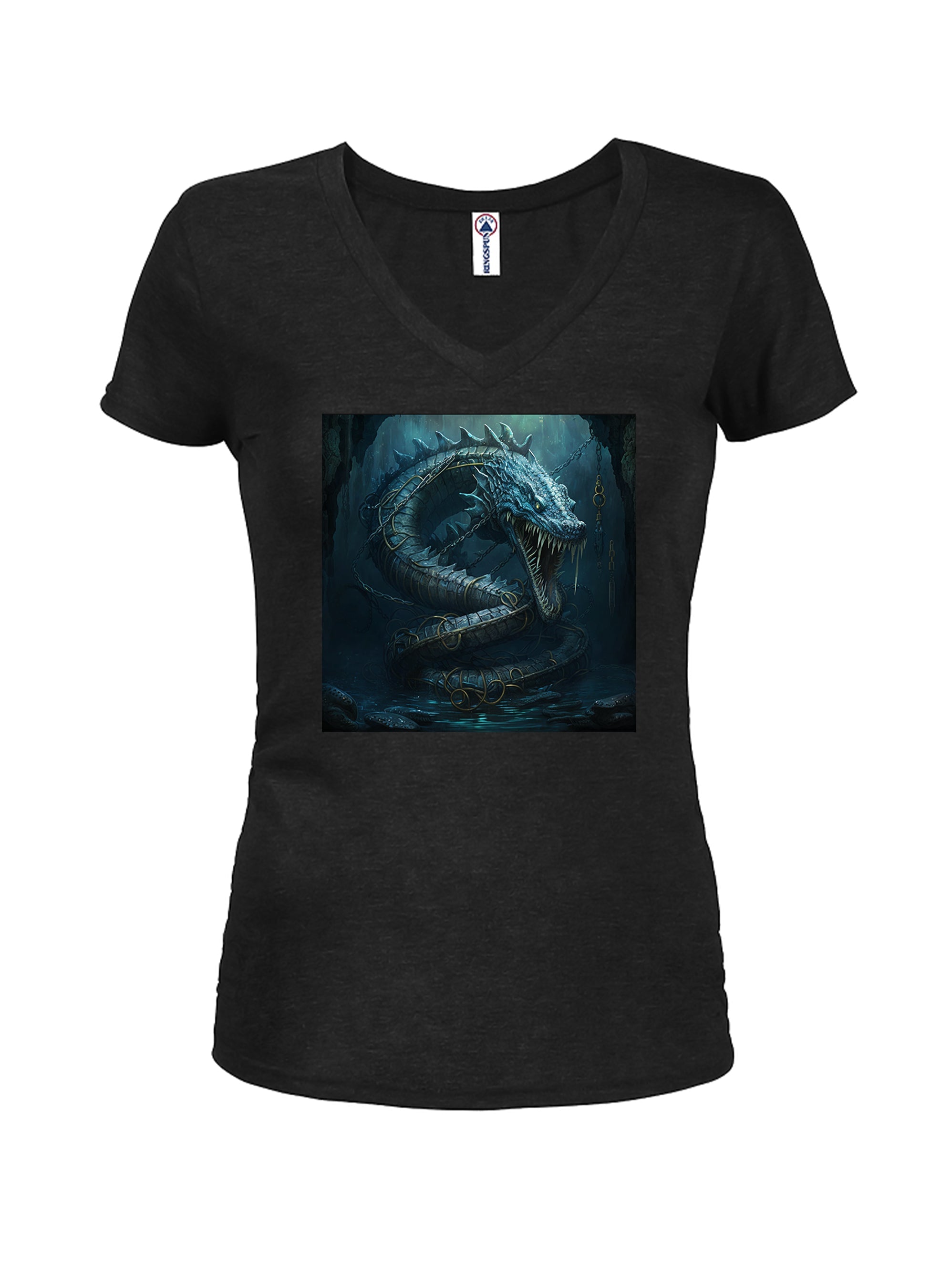 Chained Serpent Juniors V Neck T-Shirt