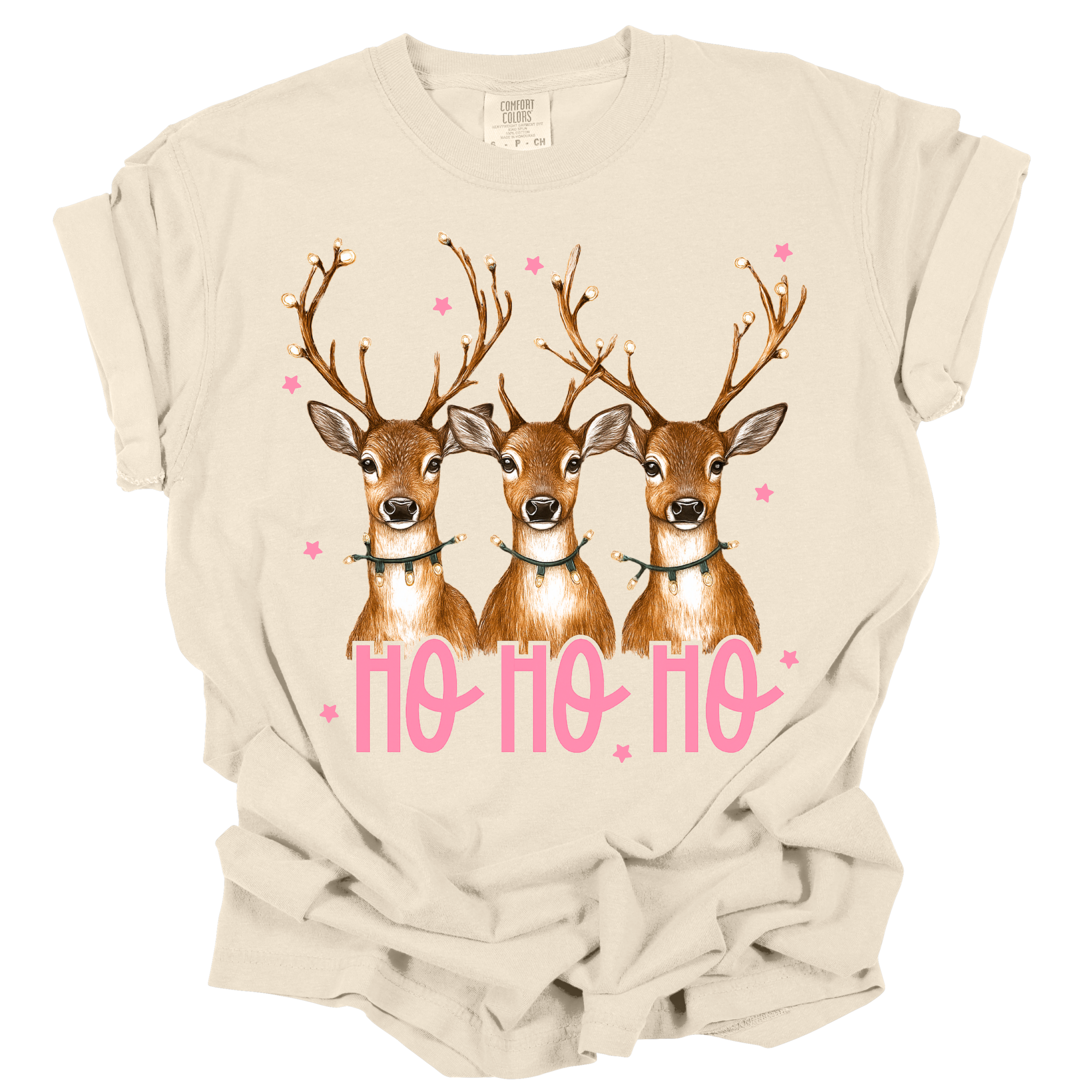 Ho Ho Ho Reindeer Christmas Comfort Colors T-Shirt