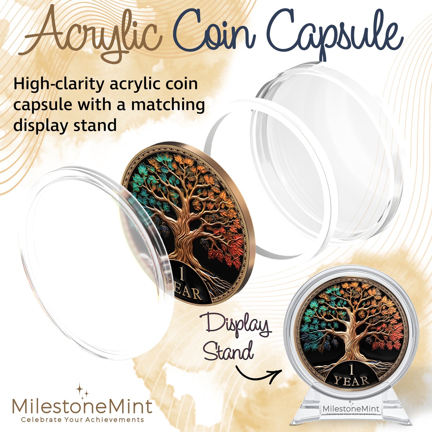 Tree of Life Affirmation Sobriety Coin Gift Set - Multicolor