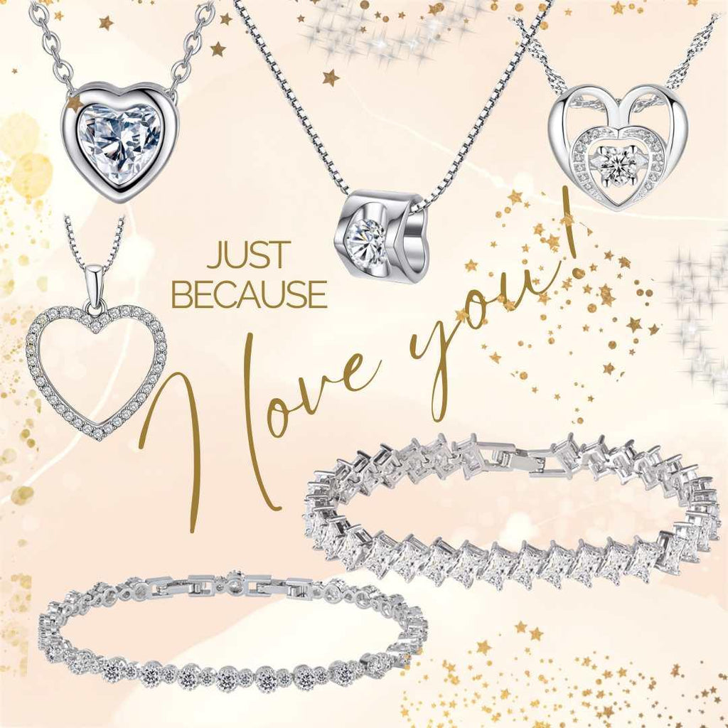 Crystal Heart Necklace with Cubic Zirconia Stones