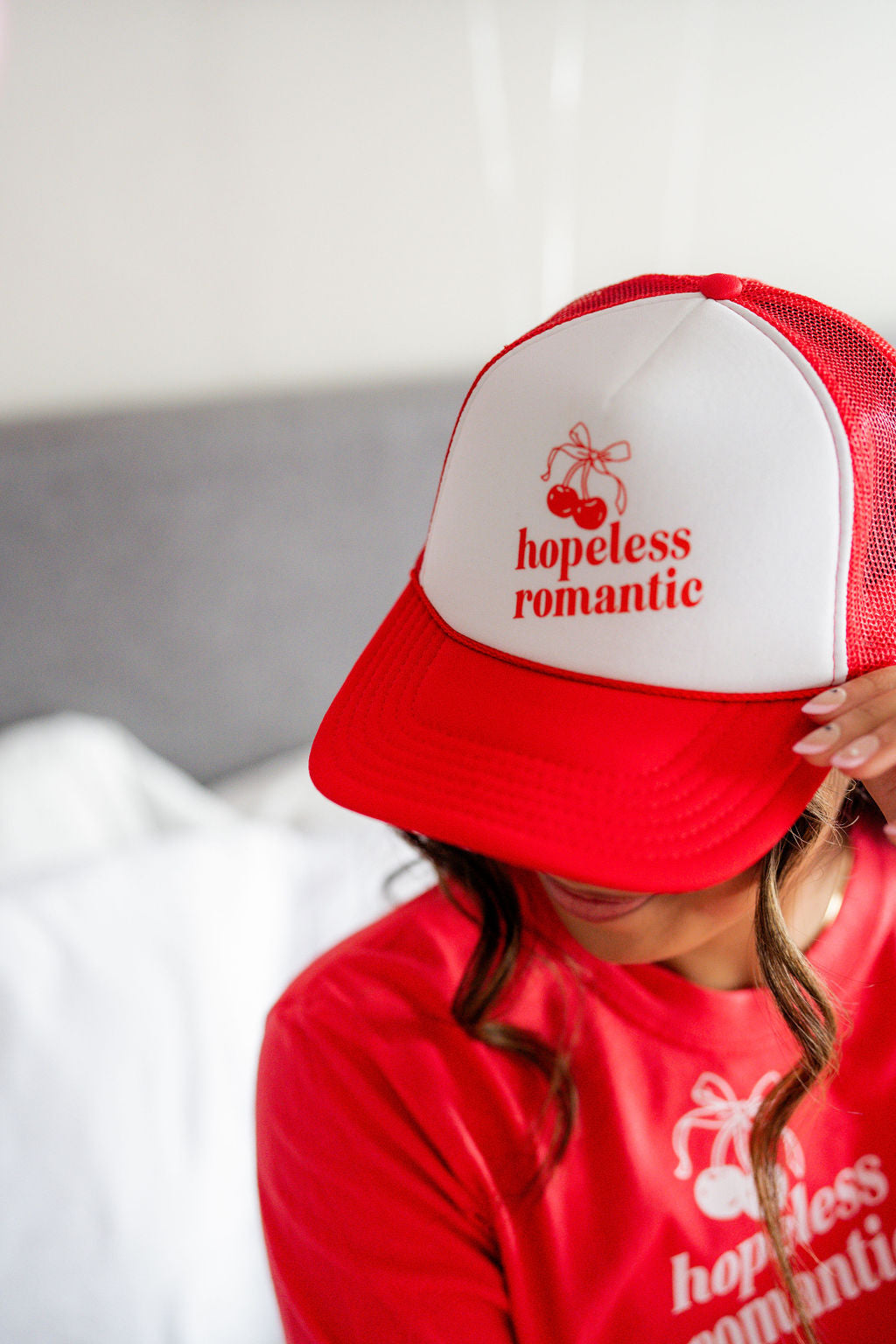 Hopeless Romantic - Red/White Trucker Hat