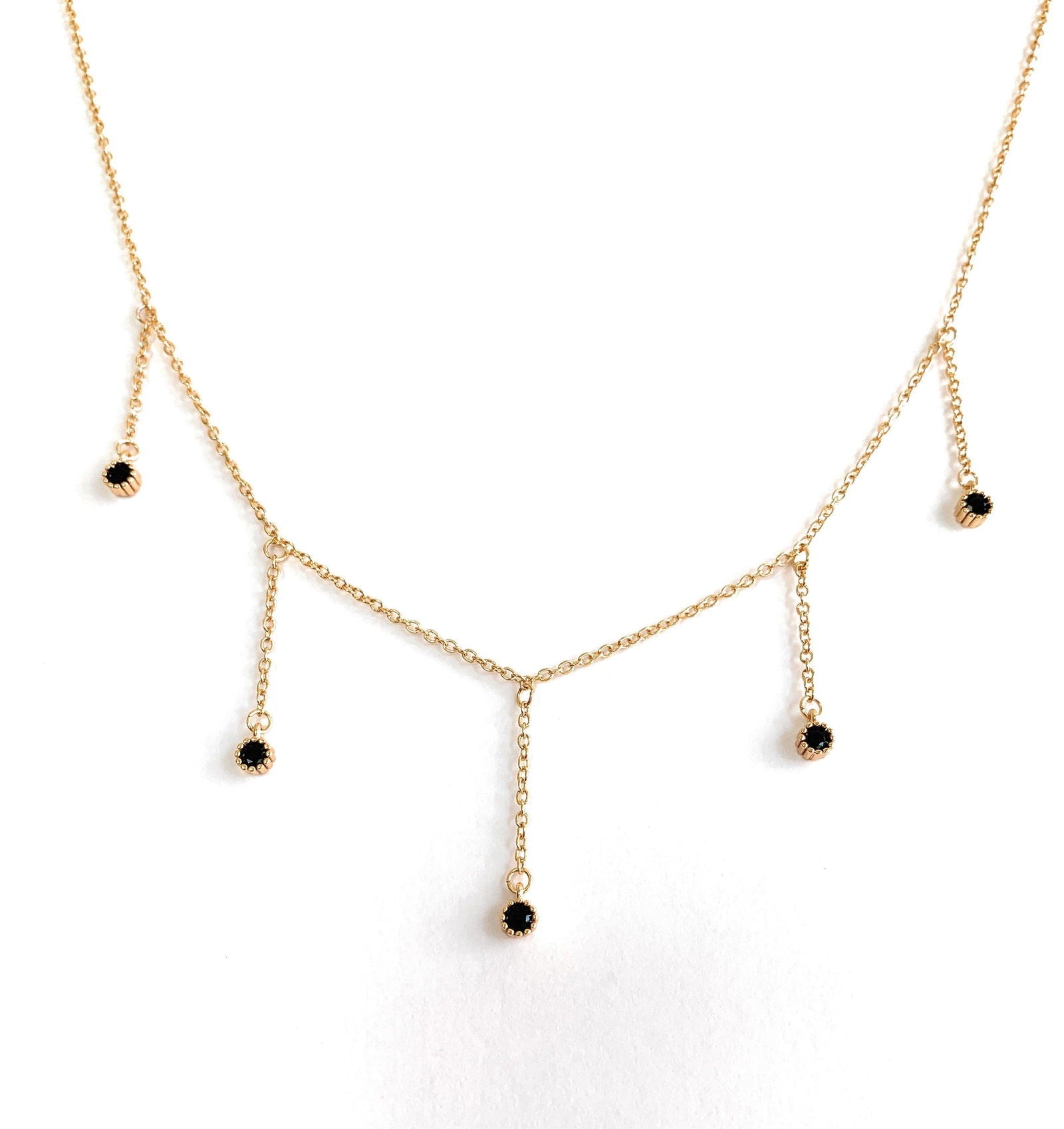 Drop Necklace with Five Cubic Zirconia Stone