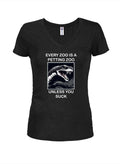 Every Zoo is A Petting Zoo Juniors V Neck T-Shirt