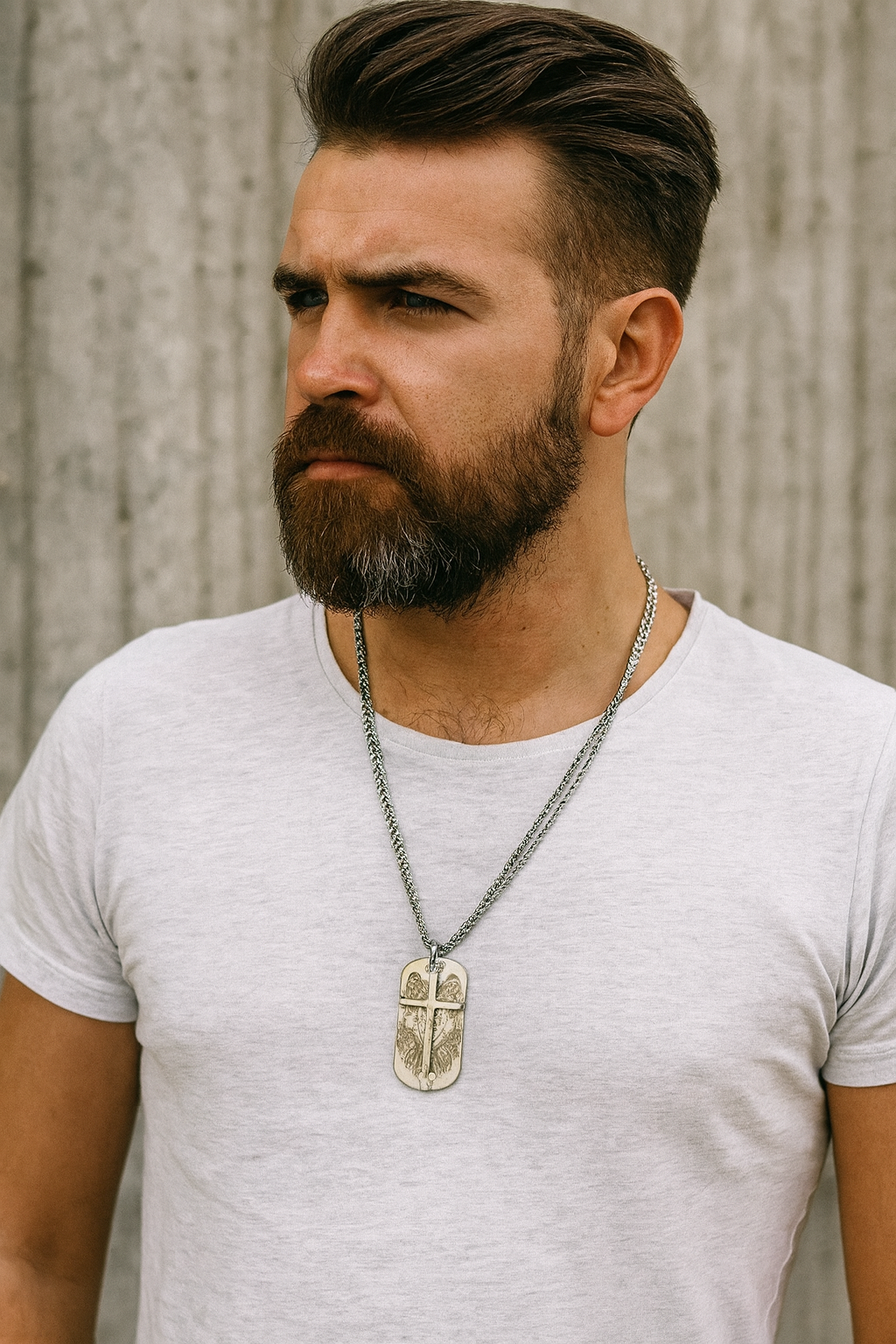 Wolf Dog Tag Crazy Western Adorned Necklace Biker Waterproof Medallion Heavy Chain for Mens Wanderlust Jewelry Jewellery