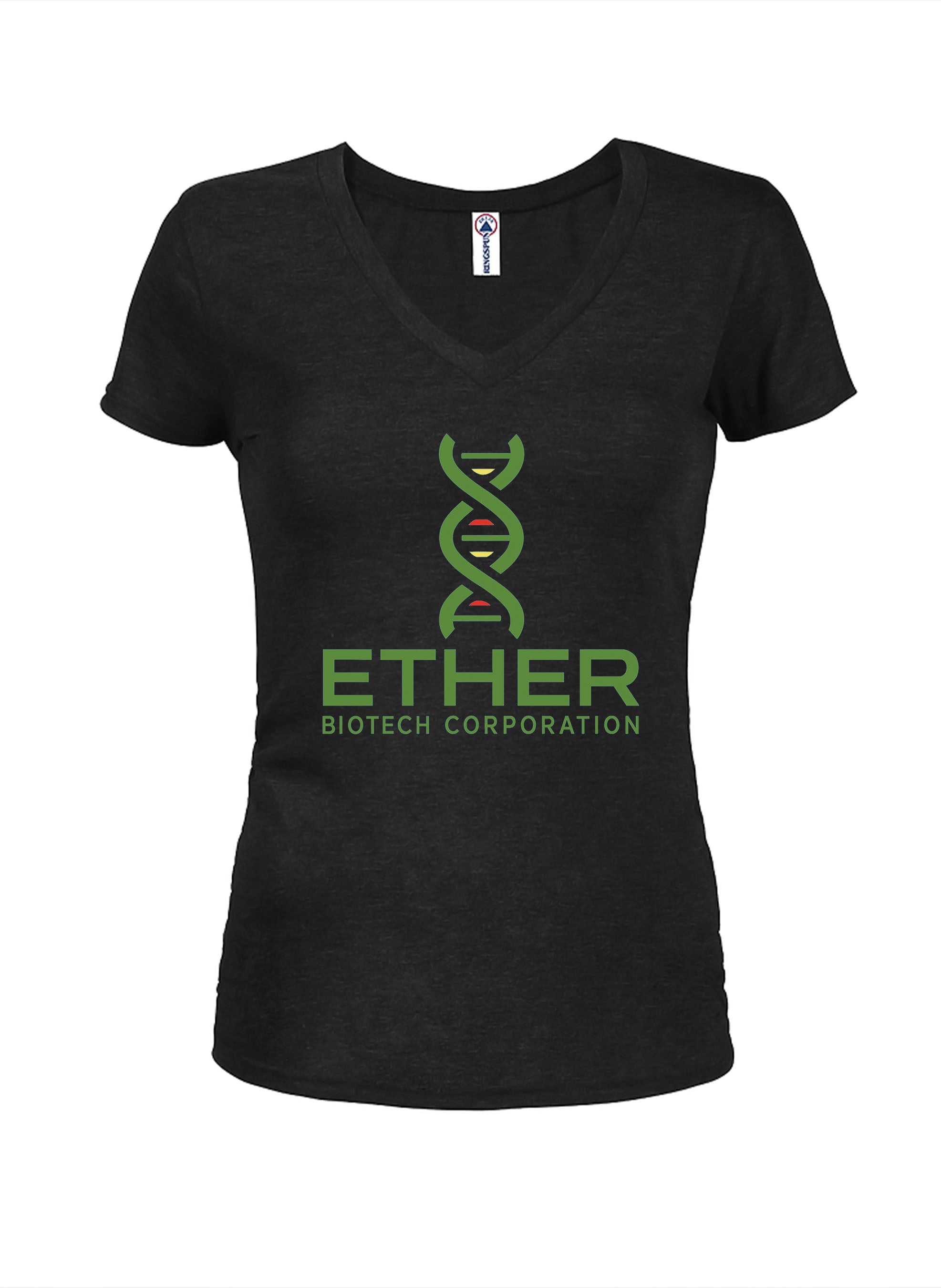 Ether Biotech Corporation Juniors V Neck T-Shirt