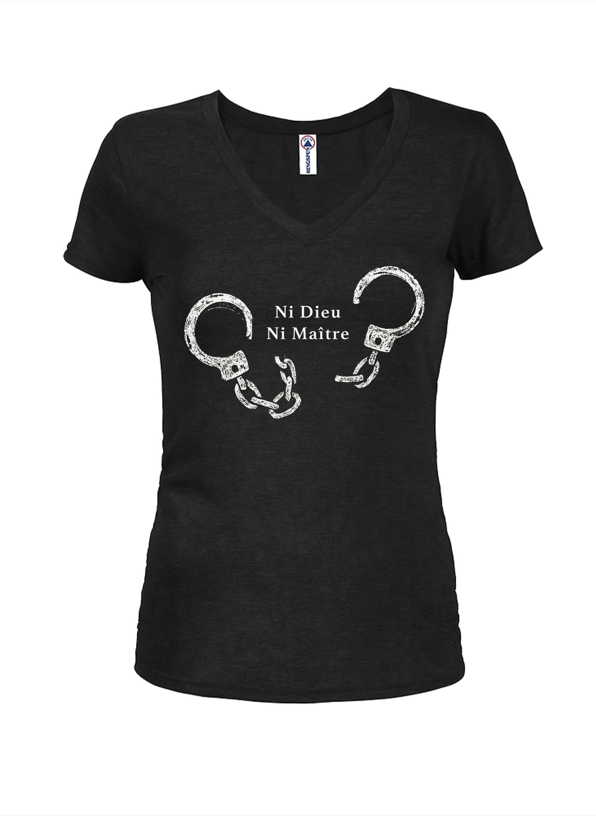 Ni Dieu Ni Maître (No Gods No Master) Juniors V Neck T-Shirt
