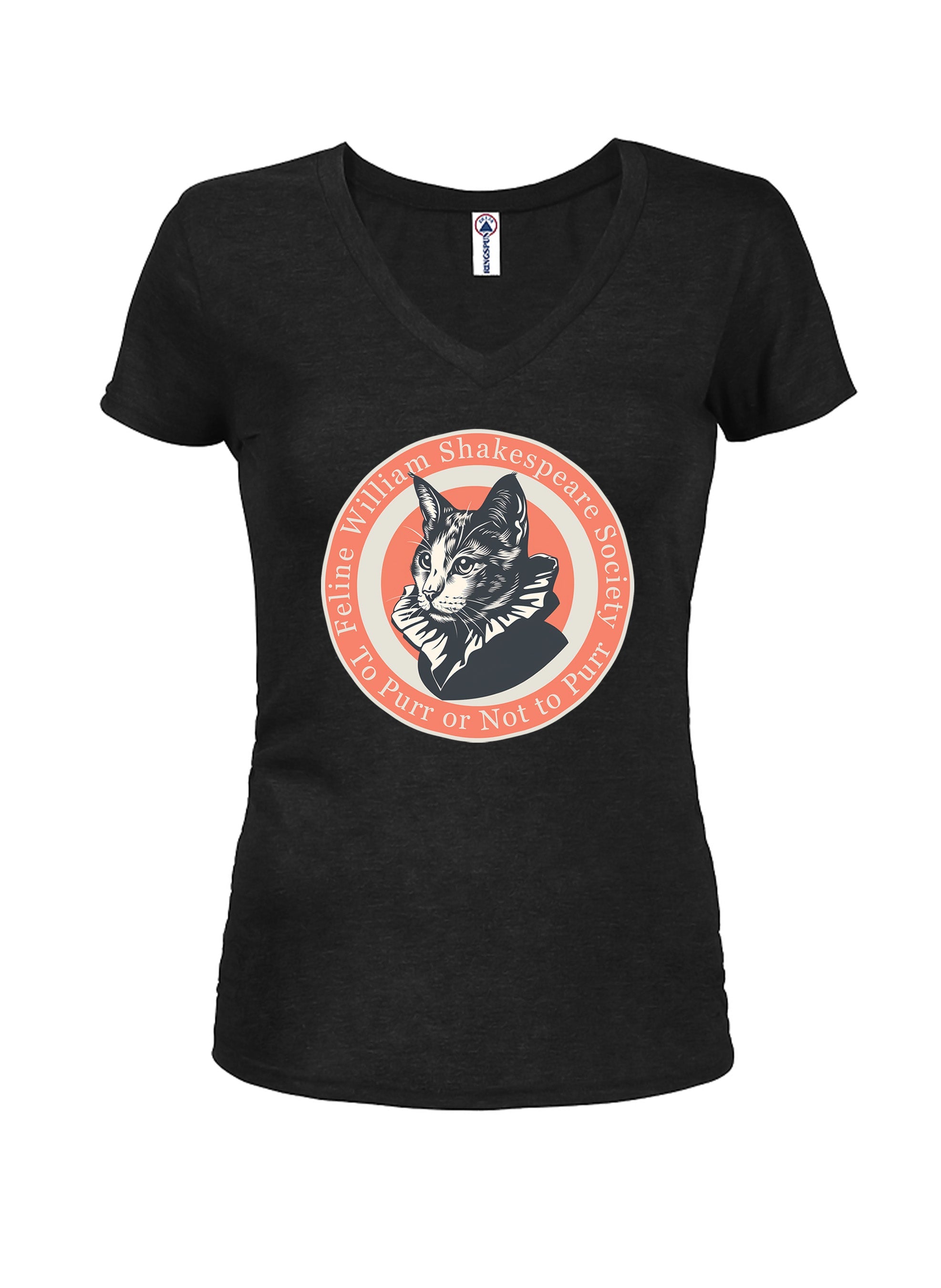 Feline William Shakespeare Society Juniors V Neck T-Shirt