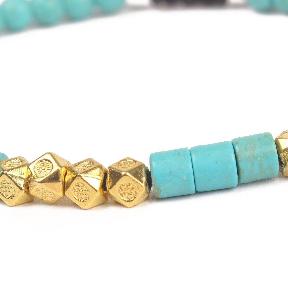 Friendship Bracelet Handwoven with Turquoise Beads