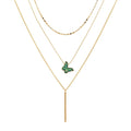 Layer Necklace with Druzy Stone Butterfly Pendant