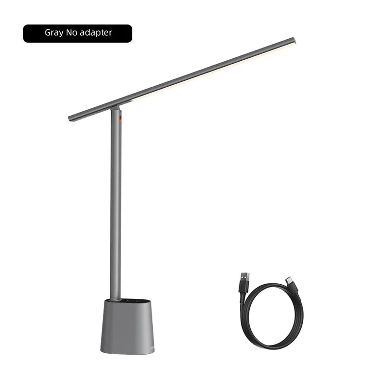 LED Eye-Protection Desk Lamp, Dimmable Foldable Rechargeable Touch Table Lamp with Adaptive Brightness for Office & Bedside Reading