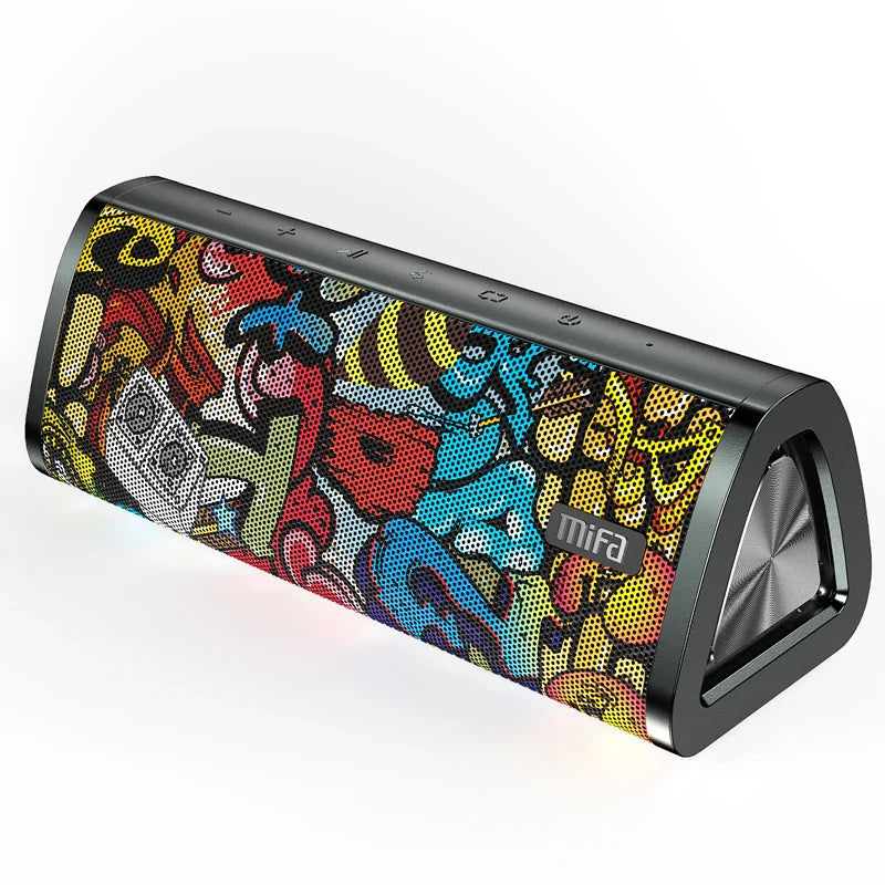 Portable Bluetooth Speaker 20W 360° Stereo IPX7 Waterproof Bluetooth 5.0 — Graffiti Design, MicroSD & AUX, Hands-Free Calls