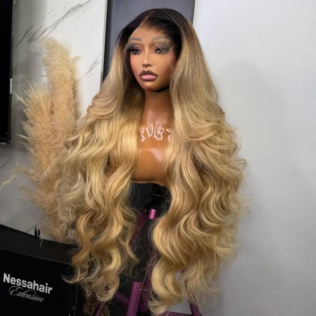 13*6 HD 1B Ombre Blonde Loose Natural Wave Vietnamese Hair 13*4 Transparent Lace Frontal Wig Glueless Honey Blonde