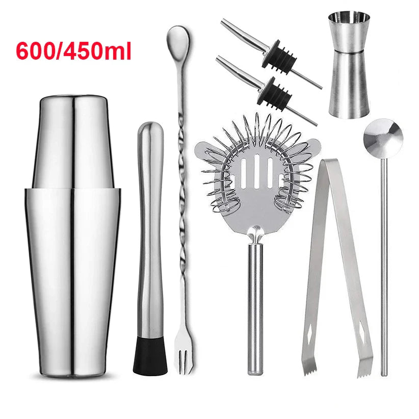 Stainless Steel Boston Cocktail Shaker — 18.6oz (550ml) & 25.4oz (750ml) Martini Mixer for Home Bar & Bartenders