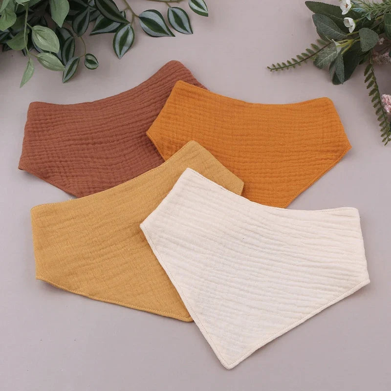 Baby Cotton Bandana Bibs - Triangle Burp Cloths for Feeding & Drool, 16.5 x 7.5 in (42 x 29 cm) - 3/4/5-Pack Unisex