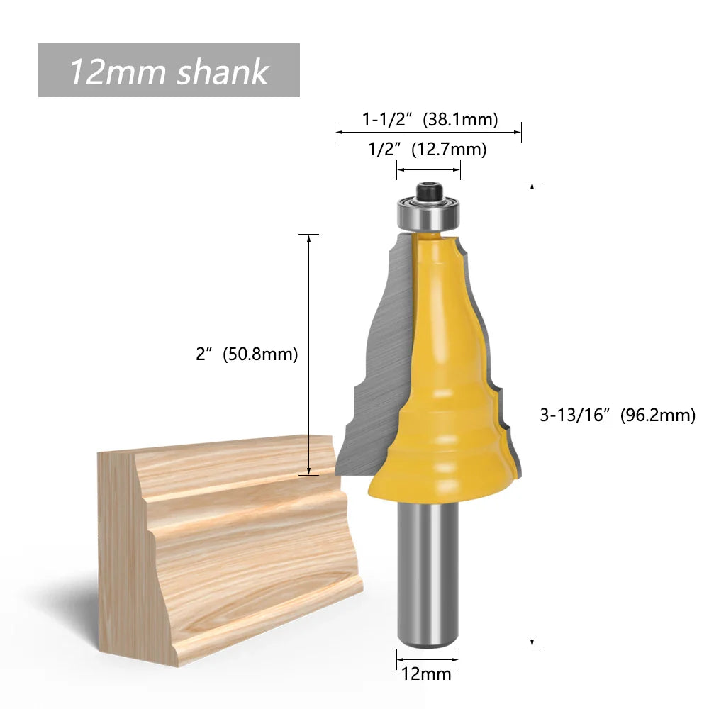 1PC Tenon Router Bit 12mm / 12.7mm (1/2 in) Shank 38.1mm Cutter for Door & Window Casing Armrest – Carbide Tip Woodworking