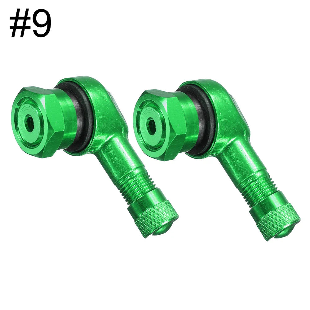 2-Pack 90° Aluminum Motorcycle Tubeless Valve Stem Caps — 11.3mm (0.45in) Fit