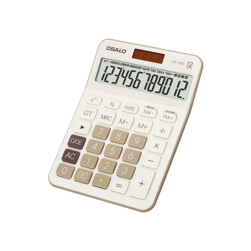 Morandi Color 12-Digit Desktop Calculator – Solar & Battery Dual Power for Office and Accounting
