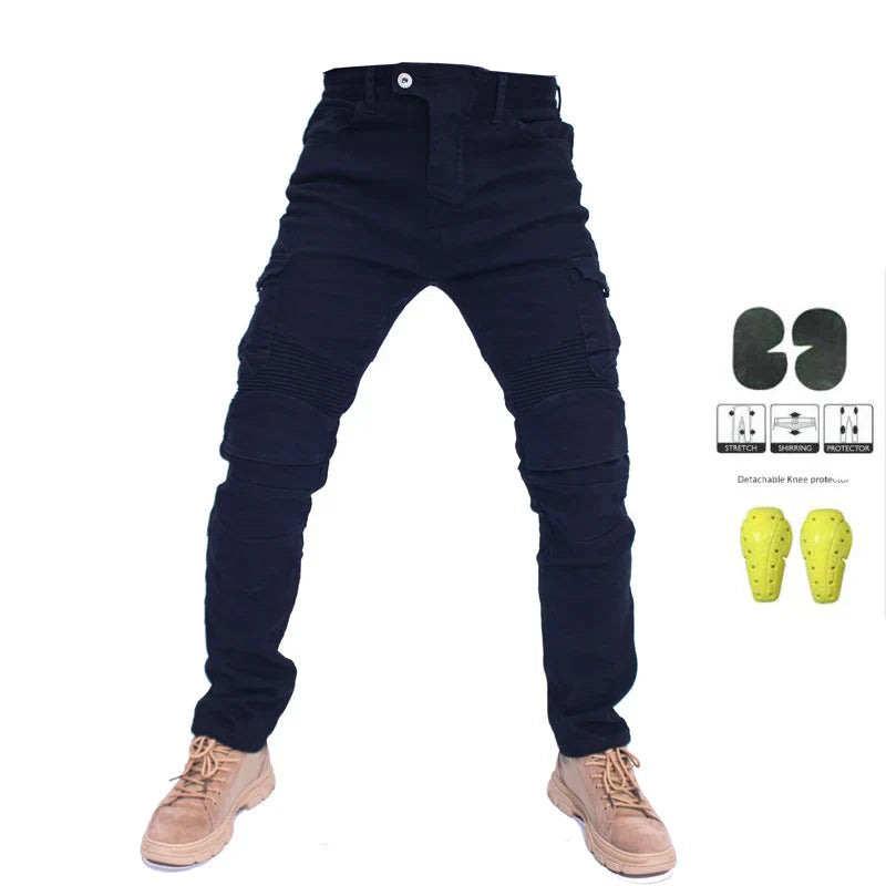 Men's Armored Motorcycle Jeans – Nylon & Cotton Riding Pants for Summer