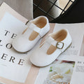 Spring and Autumn Kids T-Strap PU Leather Mary Jane Shoes Non-Slip Buckle Flats for Toddlers Girls and Boys