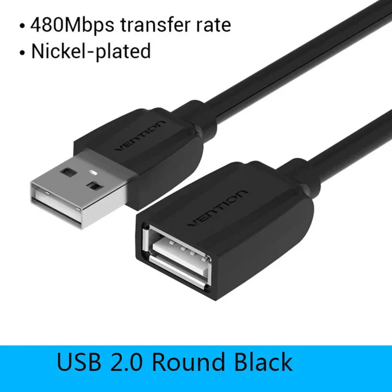USB A Male to A Female Extension Cable - High-Speed USB 3.0/2.0, 0.5-3m (1.6-9.8 ft), Flat & Round
