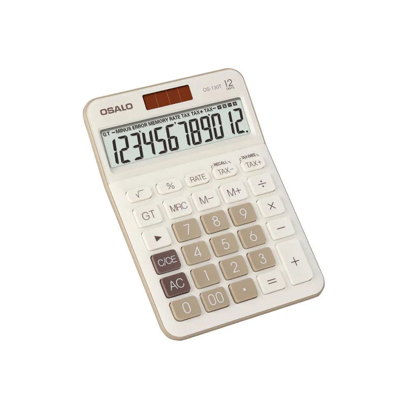 Morandi Color 12-Digit Desktop Calculator – Solar & Battery Dual Power for Office and Accounting