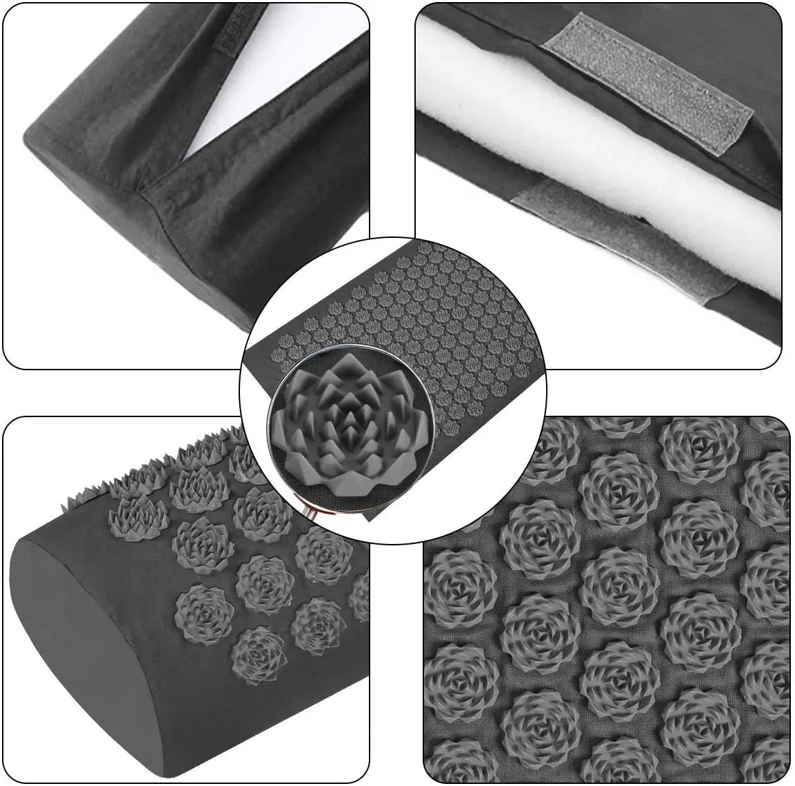 Shiatsu Acupressure Mat with Pillow - Spike Massage Pad for Yoga, Pilates & Pain Relief, 125 x 41 cm (49 x 16 in)