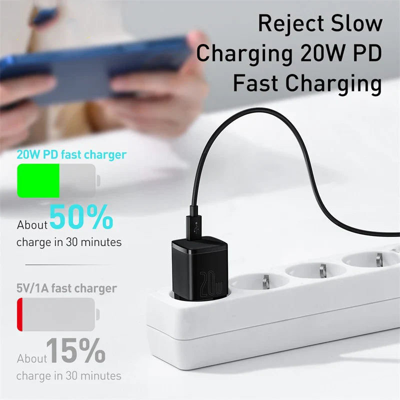 20W USB-C PD Fast Charger Portable Wall Adapter USB Type C Fast Charging for iPhone 15 14 13 12 Pro Max 11 X 8 Plus