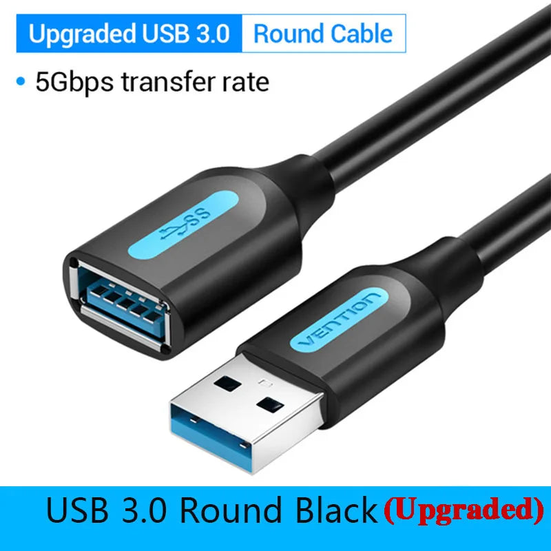 USB A Male to A Female Extension Cable - High-Speed USB 3.0/2.0, 0.5-3m (1.6-9.8 ft), Flat & Round