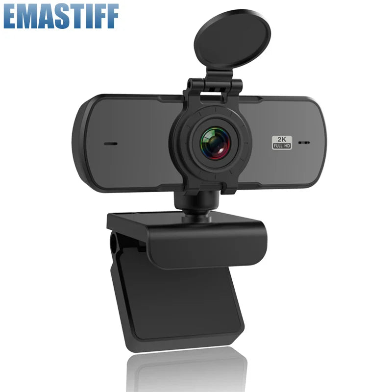 2K 1440P Autofocus USB Webcam with Stereo Microphone and Privacy Shutter for PC, Mac & Laptop