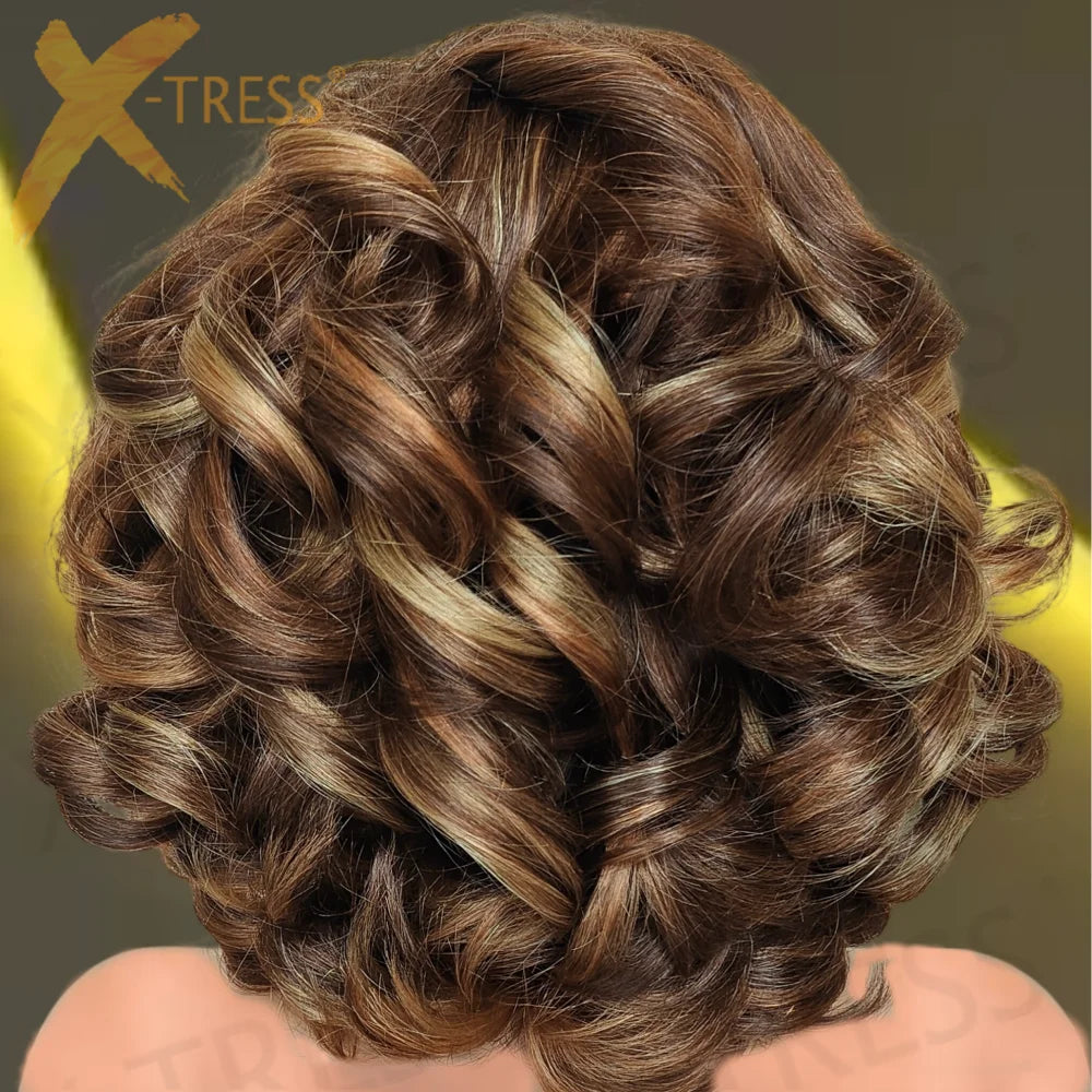 12A Honey Blonde 5*5 Lace Front 200% Remy Hair Short Highlight Rose Curly Pixie Cut Bob Highlight Human Hair Wig for Black Women