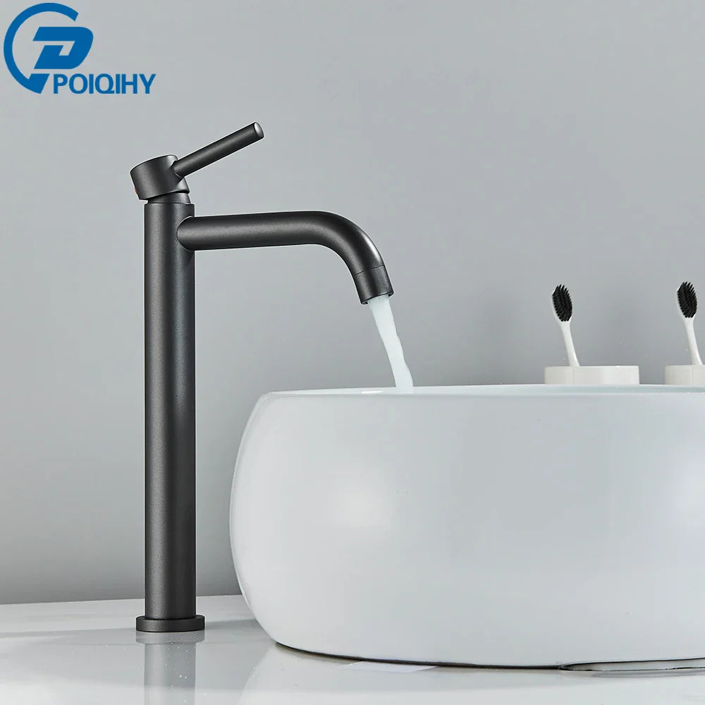 Single-Handle Basin Faucet Mixer Tap Single Hole Deck-Mount Matte Black Brushed Gold Bathroom Sink Tap