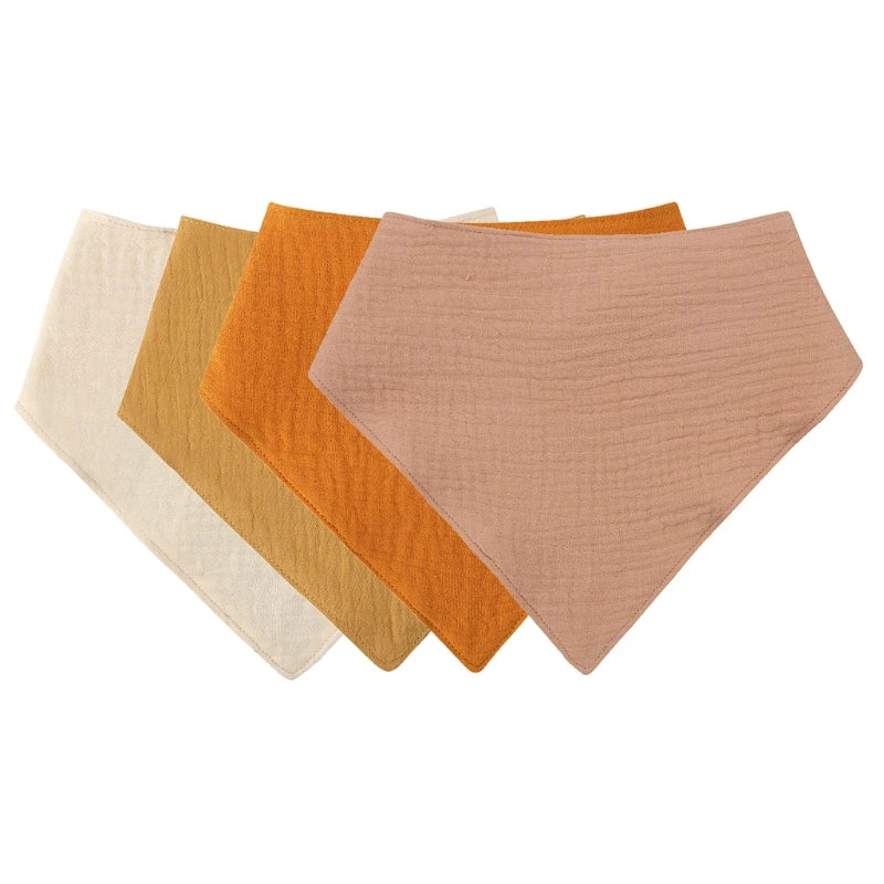 Baby Cotton Bandana Bibs - Triangle Burp Cloths for Feeding & Drool, 16.5 x 7.5 in (42 x 29 cm) - 3/4/5-Pack Unisex