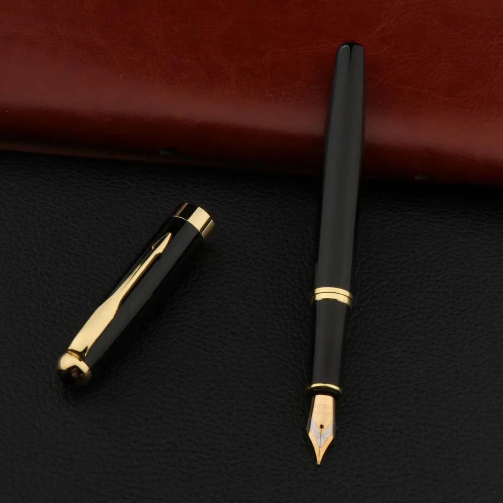Metal Fountain Pen Black & Gold – Business Writing Pen for Office, School & Gifts