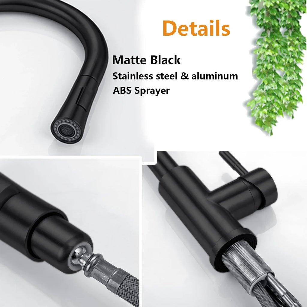 Touch Sensor Pull-Out Kitchen Faucet, Brushed Nickel & Matte Black Stainless Steel, Single-Handle Touch Control