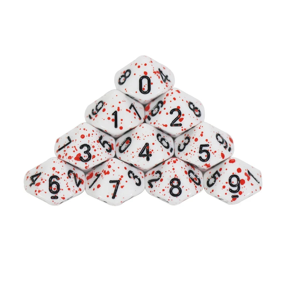 D10 Polyhedral Dice 10-Piece Set for D&D & Tabletop RPGs — Marble & Transparent Styles for Board Games & Parties