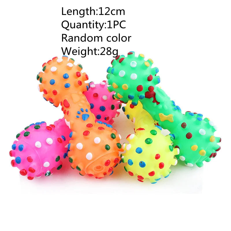 Squeaky Rubber Dog Chew Toy — Bone & Ball Tooth-Cleaning Training Toy, 1-Pack