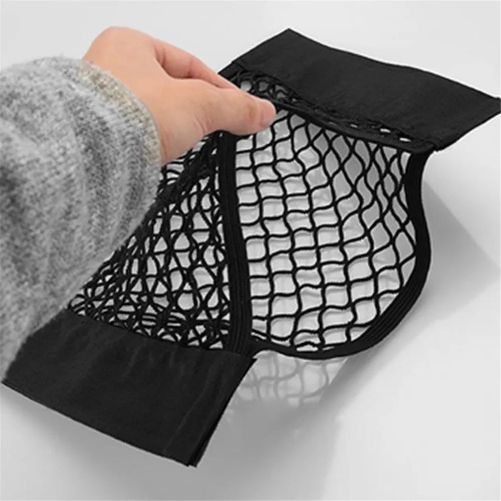 Car Trunk Storage Mesh Net Bag 40×20 cm (15.7×7.9 in) Adhesive Elastic Organizer Pocket — Universal Fit