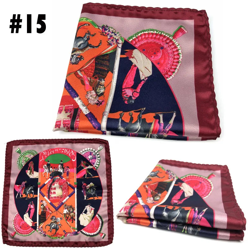 Men's Printed Pocket Square Handkerchief 9.1 x 9.1 in (23 x 23 cm) Paisley Retro Dress Hanky