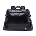 Waterproof Black Leather Diaper Bag Backpack – 24L Large Capacity Nursing Changing Bag with Zipper & Stroller Straps