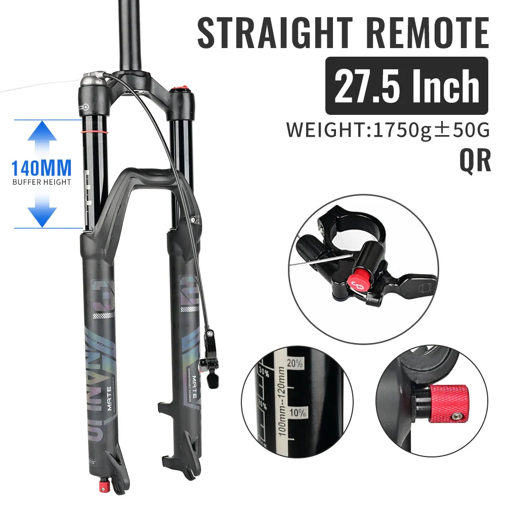 Air Suspension MTB Fork Rebound and Lockout Adjustment 26 / 27.5 / 29-Inch Straight or Tapered, 120mm (4.7in) & 140mm (5.5in) Travel