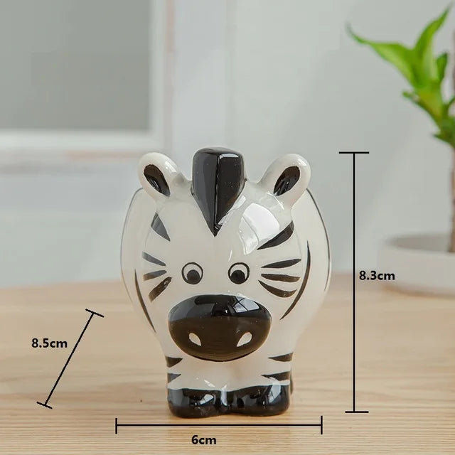Nordic Ceramic Animal Mini Planters - Zebra, Sheep & Cow Head Succulent and Bonsai Pots for Home Decor