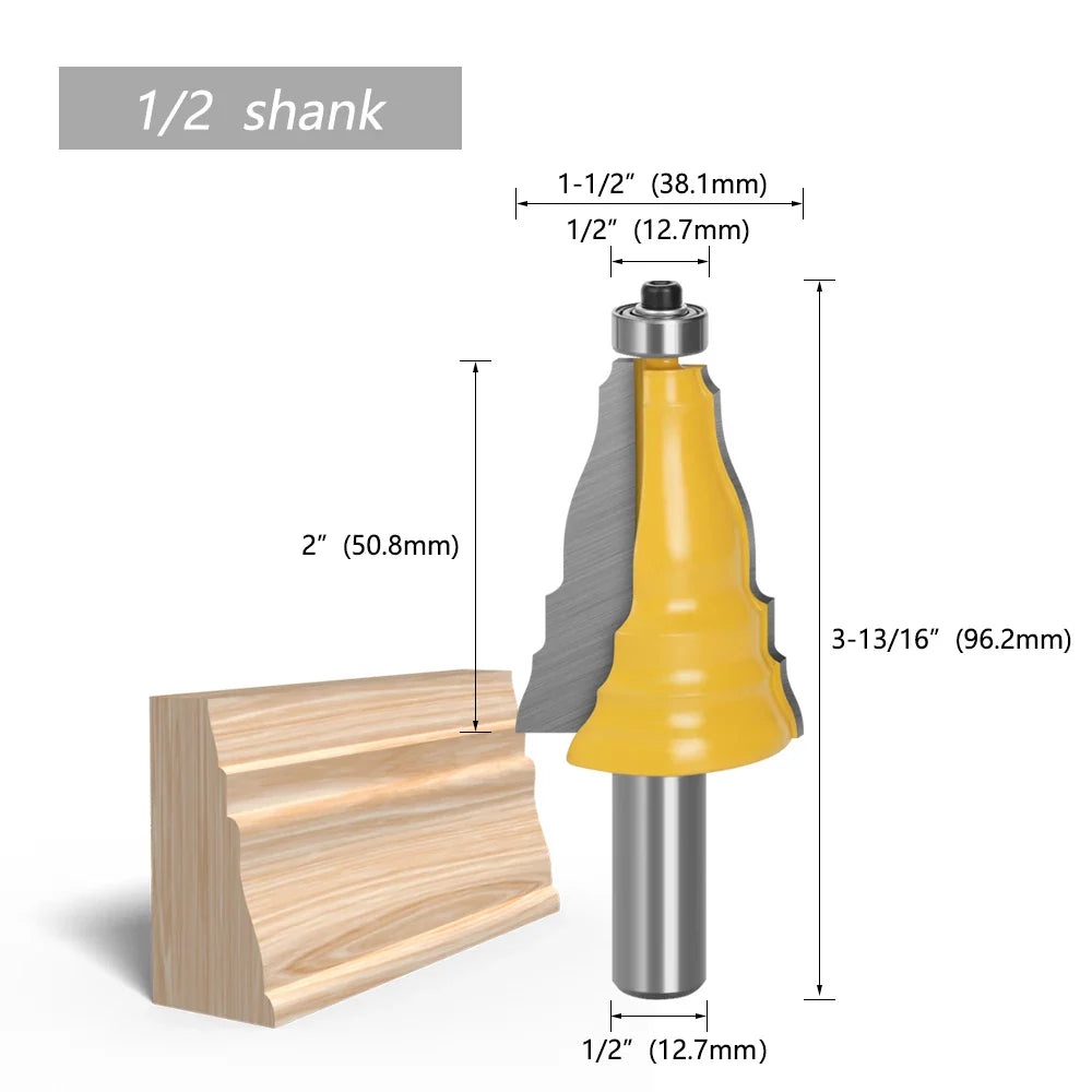 1PC Tenon Router Bit 12mm / 12.7mm (1/2 in) Shank 38.1mm Cutter for Door & Window Casing Armrest – Carbide Tip Woodworking