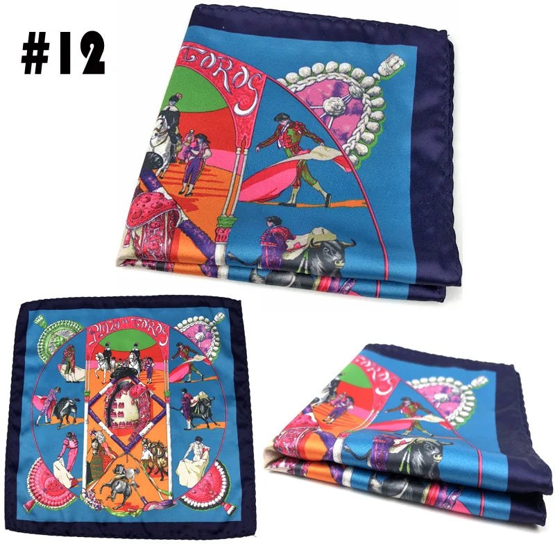 Men's Printed Pocket Square Handkerchief 9.1 x 9.1 in (23 x 23 cm) Paisley Retro Dress Hanky