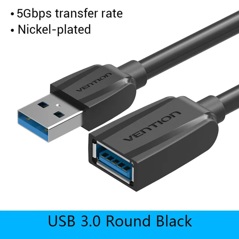 USB A Male to A Female Extension Cable - High-Speed USB 3.0/2.0, 0.5-3m (1.6-9.8 ft), Flat & Round