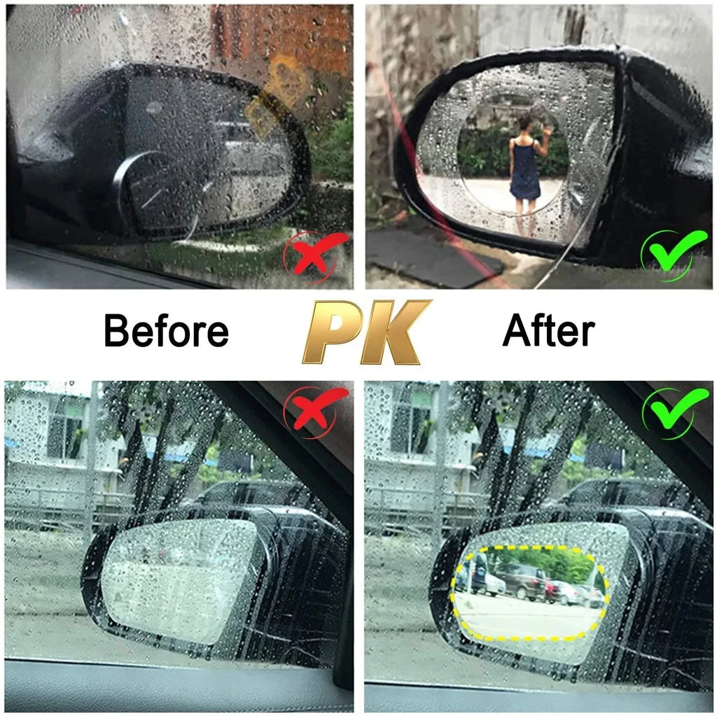2-Pack Car Rearview Mirror Rainproof Film Anti-Fog Waterproof PET Stickers (95×95, 95×135, 100×150 mm / 3.7–5.9 in)