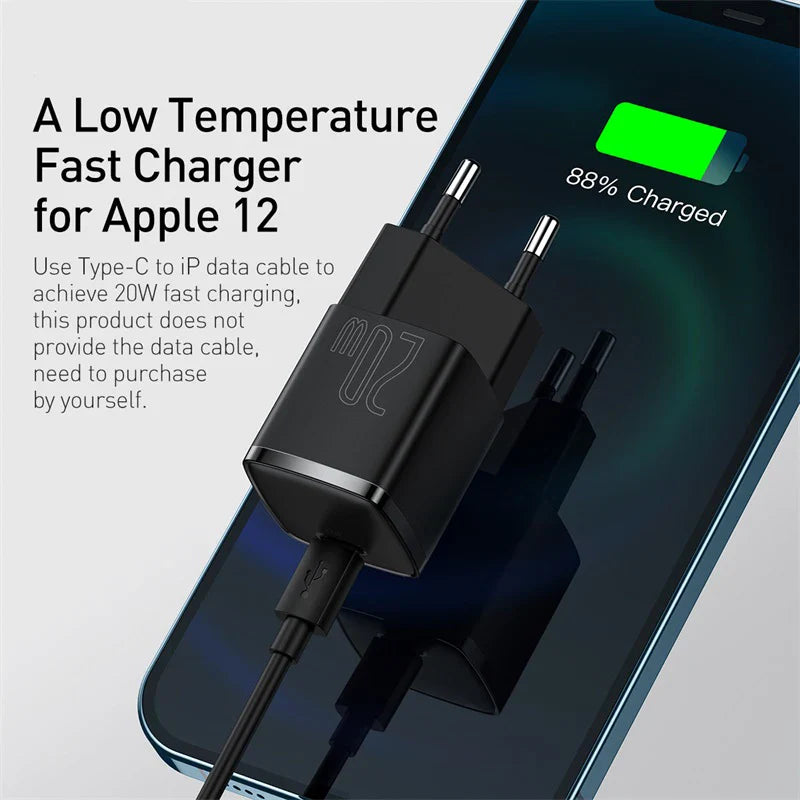 20W USB-C PD Fast Charger Portable Wall Adapter USB Type C Fast Charging for iPhone 15 14 13 12 Pro Max 11 X 8 Plus