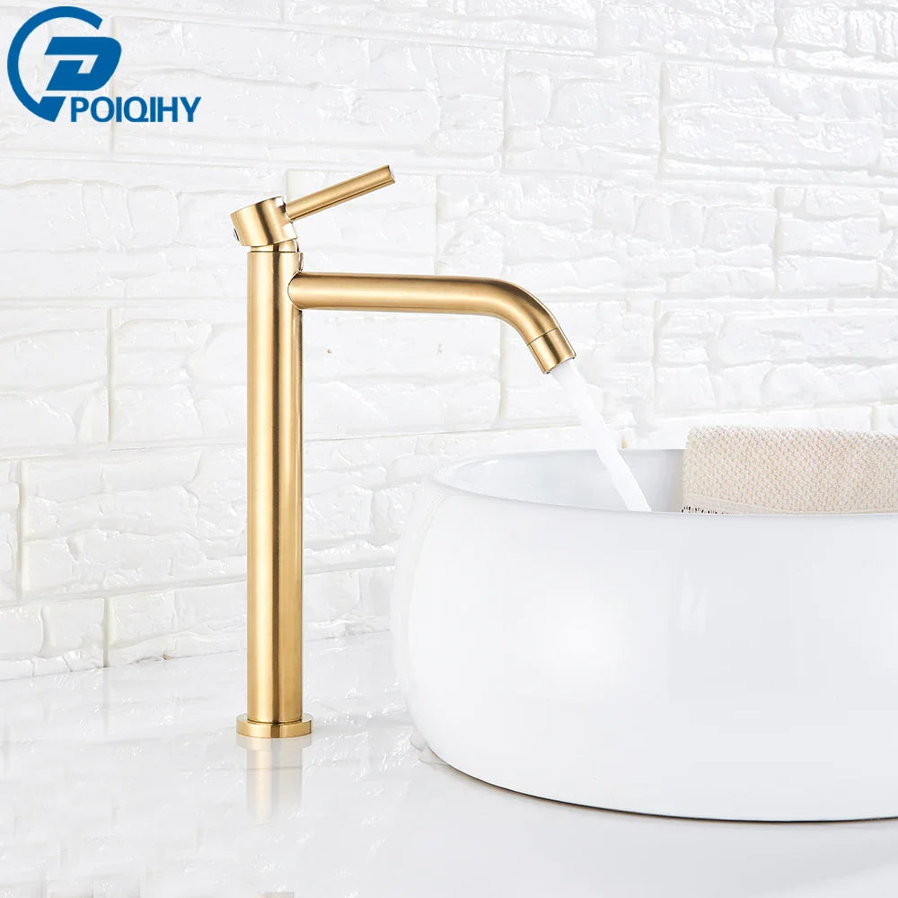 Single-Handle Basin Faucet Mixer Tap Single Hole Deck-Mount Matte Black Brushed Gold Bathroom Sink Tap